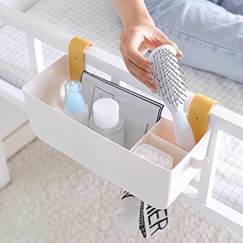 Image of MEVOPHEE Bedside Hanging Caddy, Plastic Hanging Storage Shelf Holder Organizer for Phone Glasses Bottle Office Supplies in Dorm Room Bathroom Camper Rv - White (Caddy)