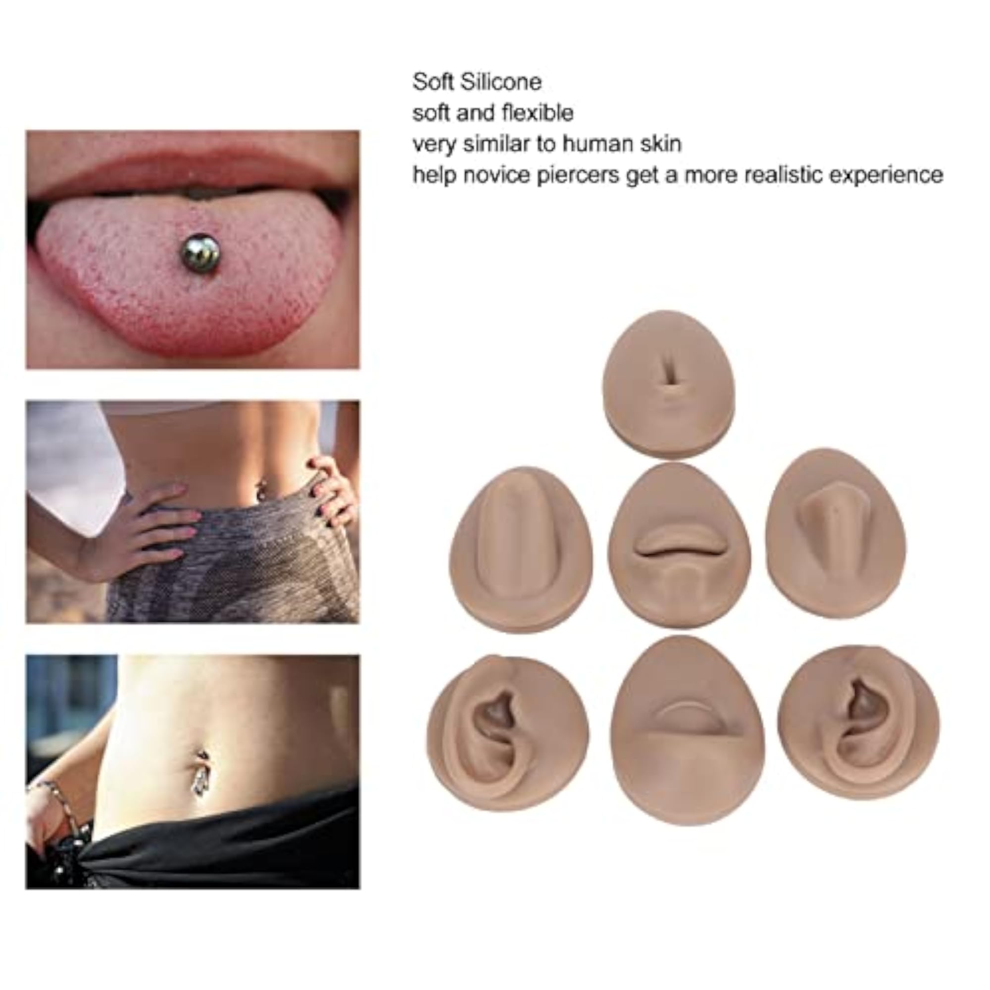 Body Piercing Practice Model, Silicone Mouth and Belly Button