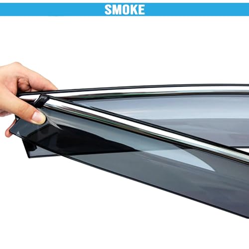Image of Seltos Side Door Visor Car Rain Guard Compatible with Kia Seltos (Year 2025 Onwards) All Model - Chrome Lined Rear Window Wind Deflectors, Polycarbonate, Smoke, Set of 6 Pcs