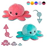 Lidy Bidy Stimmungs Oktopus Kuscheltier - 3 Größen - Tintenfisch zum Wenden - Spielzeugsicherheit getestet - Reversible Mood Octopus Plüschtier