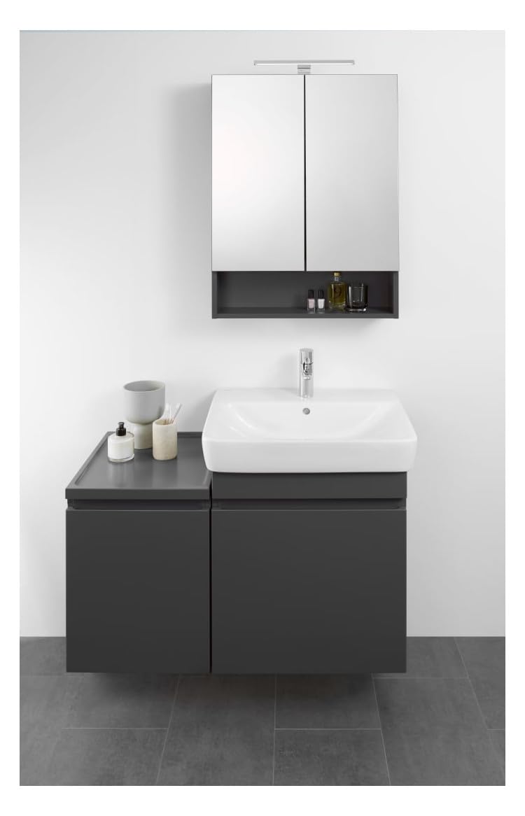 Geberit Renova Plan, Waschtisch, 60x48 cm, 1 Hahnloch, mit Überlauf, 501636, 501.636.00.1, Farbe: weiß matt