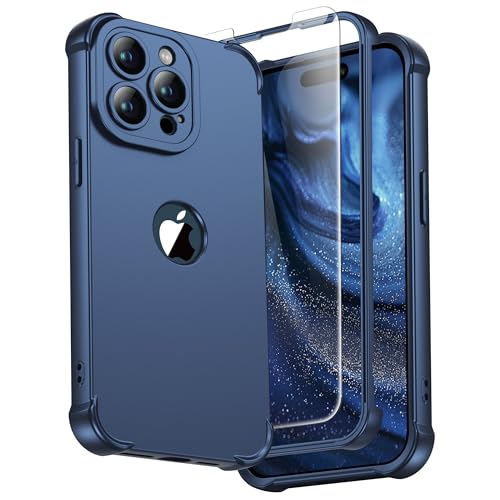 Coque iPhone 15 Pro ORETECH avec 2 verres trempés de protection écran bleu