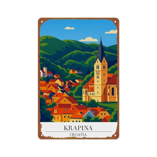 Baiona Spain Metal Wall Art Metal Tin Sign Wall Decor Funny Vintage Tin Sign Poster For Cafe Bar Restaurant Supermarket Shop 8 x 12 Inches