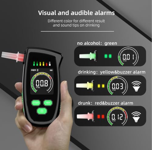 Image of S-15 Breath Alcohol Meter, Professional Alcohol Tester, Alcohol Detector with Semiconductor Sensor, Police Accurate with LCD Screen and Acoustic Alarm