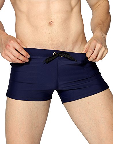 Malavita Mens Swim Shorts Slim Wear with Pocket(L, 02deepblue)