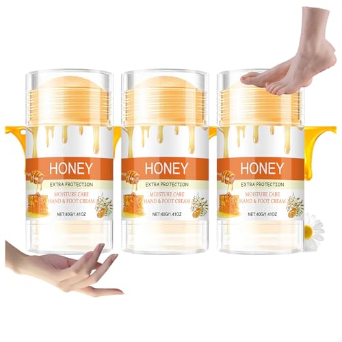 Crema de manos y pies de miel, bálsamo nutritivo para pies con miel, para suavizar e hidratar, eliminar callos, cuidado hidratante y exfoliante para talones secos y agrietados (3 unidades)