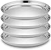 Velaze Teglie per Pizza Set 4 Pezzi, Tegami Pizza Rotonda in SUS304 Acciaio Inox 18/8, Piatto da Portata per Pizza, Antiaderente - Argento (30 cm)