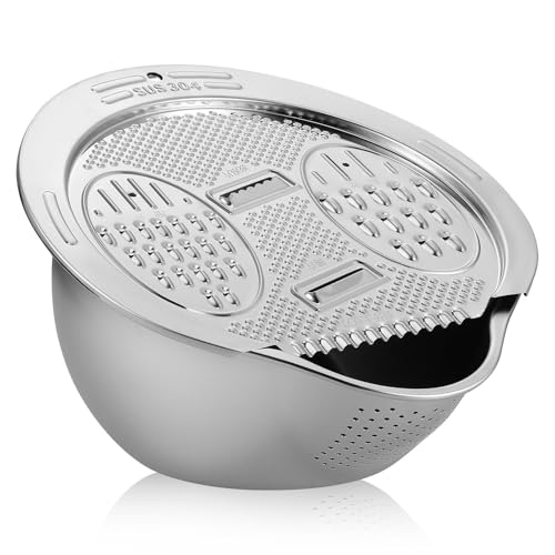 Gadpiparty Bol Passoire Inox pour Laver le Riz et Légumes Base Stable Grand Volume Multifonction pour Cuisine Familiale