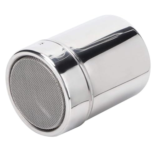 Setaccio in acciaio inox per farina, Agitatore per Zucchero in Polvere con Coperchio, Agitatore per Cappuccino, Per Spezie, cacao, 2,4x3,2 pollici