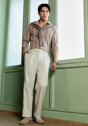 CAHOOT Men Extended-Button Pleated Tailored Trousers - Image 6