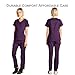 Dagacci Medical Uniform Women's Scrubs Set Stretch Ultra Soft Y-Neck Wrap Top and Pants Egg Plant XL