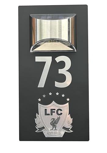 House Door Number Address Plaques Wall Sign Plaque, Solar Powered LED Light Liverpool