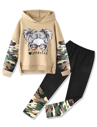 Image of Gaupafmb Girls Clothes Cool Girl Print Tie Dye Hoodie Pullover Sweatshirt Leggings 2PC Outfits