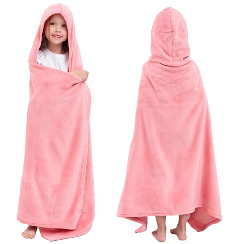 Hiturbo Kids Hooded Bath Towel: Soft Plush Pool Beach Fleece Towel Blanket - 50"x30" Toddler Towels Wrap for Boys Girls 3-12 Years (Pink) by Hiturbo - Image 5