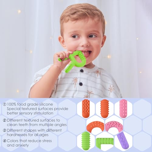 Image of ERKOON Sensory Chew Toys for Autistic Children, 4 Pack Silicone Chewy Tube Oral Motor Tools for Sensory Kids with Autism, Biting, ADHD, SPD, Chewies with Special Needs, Teething Sticks Toys