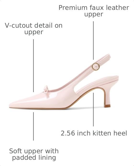 Image of Mattiventon Kitten Heels with Bow Closed Toe Slingback Heels