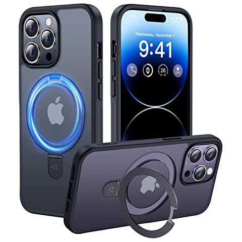 CASEKOO Designed for iPhone 14 Pro Case with Magnetic Invisible Stand [Military Drop Protection] [Compatible with MagSafe] Shockproof Slim Translucent Matte Pro Case 6.1 Inch, Black Cover