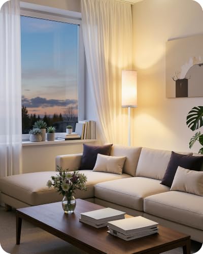 Image of Dimmable Floor Lamps for Living Room with Remote and Foot Switch, 64.4 inch Modern Standing Tall Lamp, Corner Lamp for Bedroom, Office, Bulb Included, 3000K-6500K, Beige and White, FCC Listed WE06LD05W1