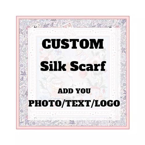 Varnmrop Personalized-Custom 100% Silk-Scarf Square-Neckerchief - Customized Silk Head Scarf with Logo Text, Square Silk Wrap (Chiffon, 21.6in(55x55cm))