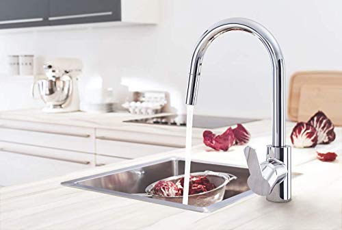 GROHE Eurostyle Cosmopolitan - Einhand-Spültischbatterie (mit herausziehbarer Laminarbrause, Schwenkbereich 360°, Einlochmontage), chrom, 31482003 - Image 4