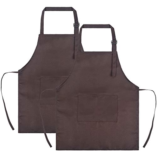 SINLAND Kids Apron with Pocket 2 Pack Children Chef Apron for Cooking Baking