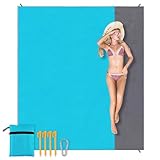 YOYI Alfombra de Playa Esterilla Playa,Manta de Picnic Impermeable Manta 210 x 175cm Anti Arena Portátil Manta con 4 Estaca Fijo para la Playa, Acampar, Picnic y Otra Actividad