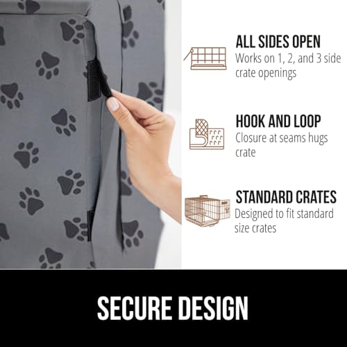 GORILLA GRIP Dog Crate Covers compatible with Amazon Basics Dog Crates, All Sides Open, Privacy Cover Fits 30" Wire Kennel, Breathable Mesh Windows, Light Reducing Puppy Training Cage Topper, Gray Paw by GORILLA GRIP - Image 5