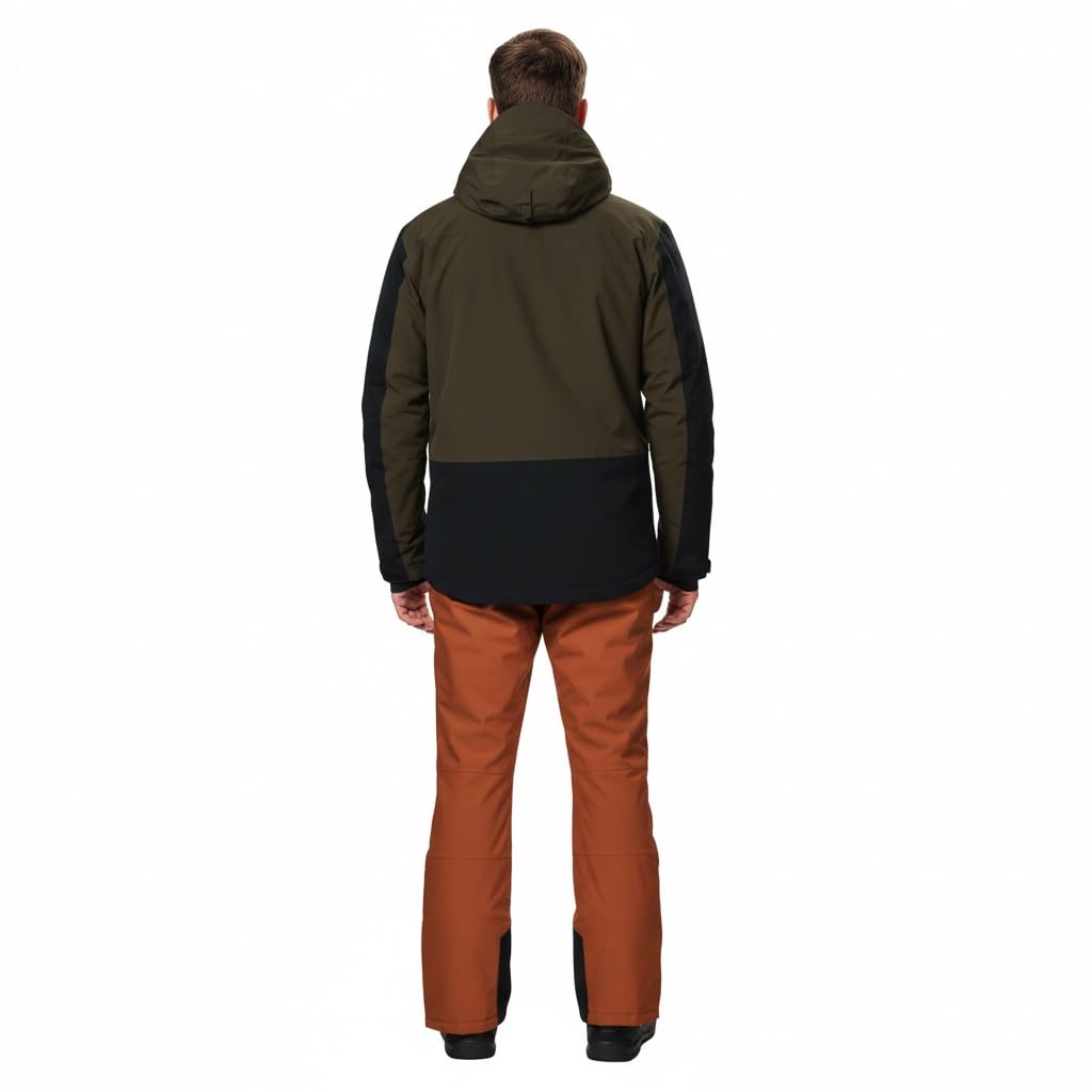 Killtec Herren Skianzug - mit 10.000 mm Wassersäule, PFC frei - Skijacke Schwarz Khaki - Skihose Orange