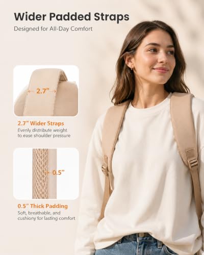 22L LOVEVOOK 15.6" Laptop Backpack w/ Tumbler Buckle (Khaki/Cream) - image 4