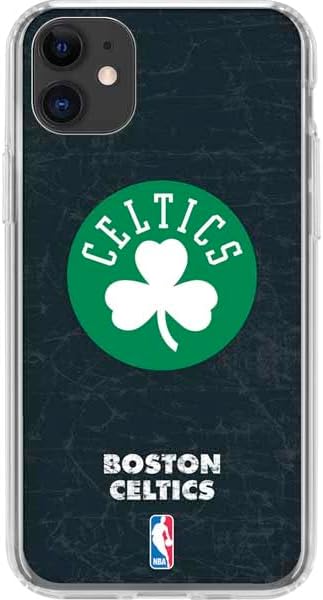 Skinit Clear Phone Case Compatible with iPhone 11 - Officially Licensed NBA Boston Celtics Black Secondary Logo Design