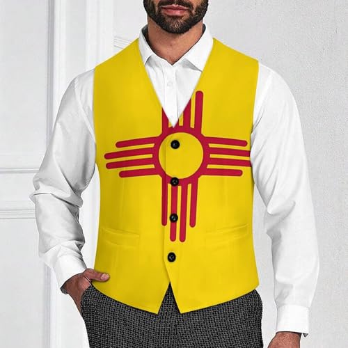 New Mexico State Flag Men's Suit Vest Waistcoat Vests Formal Dress with 2 Pockets for Business Casual Tuxedo2