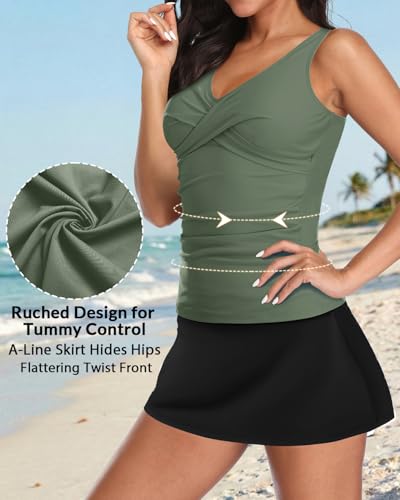 Image of Talisea Womens Tankini Bathing Suits with Skirt Two Piece Tummy Control Swimsuits Ladies Swimwear