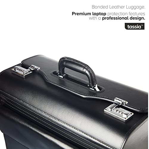 Pilot Case Bonded Lederen Laptop Case Zakelijke Aktetas - Hard Case Cabine Bagagetas Reispiloten Flight Bag - Past 17 Inch Laptops Aktetas Laptop Tas Cabine Koffer, Zwart, Regular Case - Image 3