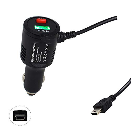REARMASTER® Universal 12V / 24V Encendedor Cable de alimentación para Cámara de Coche, con Cargador USB y botón de Interruptor?Mini USB 11.5ft/3.5m?