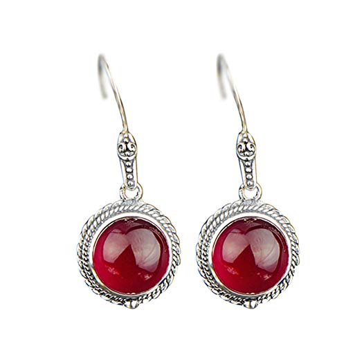 Pendientes de plata ley 925 MIYUAN y corindón rojo de alta joyería