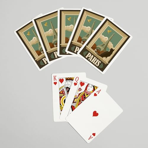 Naipes poker Paris Francia Torre Eiffel y gato miniatura 7