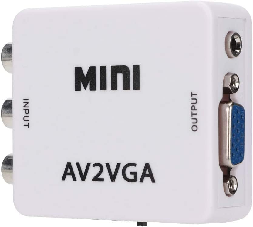 Image of SANCY AV to VGA Video Converter, Composite AV to VGA Adapter, TV Set-Top Box Audio Video Converter (White)