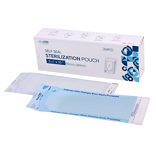 Bolsas de esterilización autosellantes dentales con cierre seguro de 3.5 x 10", 200 unidades