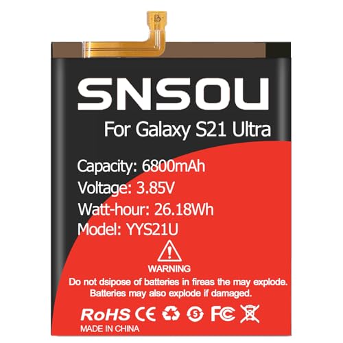 SNRONEW Galaxy S21 Ultra Battery, (2024 Upgraded) 6800mAh EB-BG998ABY Li-Polymer Battery Replacement Compatible with Galaxy S21 Ultra 5G SM-G998B/DS SM-G998U with Screwdriver Tool Kit