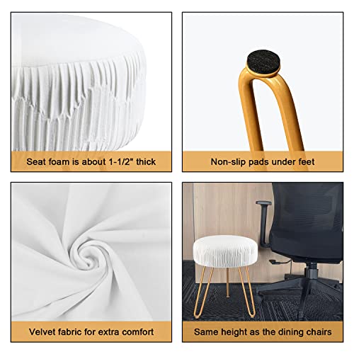 Grunen Wolken Velvet Footrest Multifunctional Vanity Stool Ottoman Round Modern Upholstered Foot Stool - Golden Metal Leg - Dressing Table Stool, Shoes Bench In Living Room Bedroom #TOP3