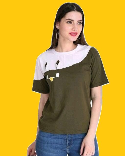 Image of Stylish Women Printed T-Shirt | Cotton Blend Half Sleeve Tee | Fashionable Everyday Collection