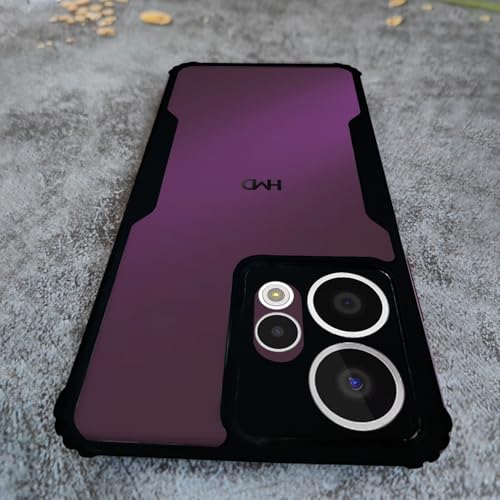 Image of AIBEX Crystal Clear Back Cover Case for HMD Crest Max 5G / HMD Crest 5G | 360 Degree Protection | Shock Proof Design | Transparent Back Cover Case (PC & TPU, Black Bumper)