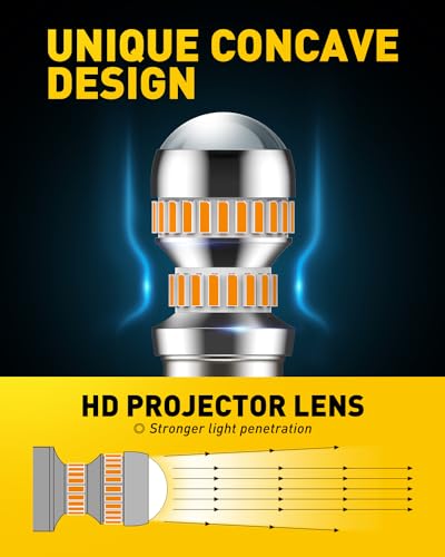 Image of AUXITO Upgraded 1157 LED Bulb Amber Yellow Super Bright 2057 2357 7528 BAY15D LED Replacement Light Kit for Front Rear Turn Signal Light Blinker Parking DRL Tail Lights, Pack of 2
