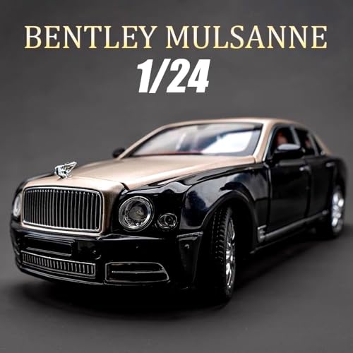 Image of FEXXA 🏎️ Exclusive Alloy Metal Pull Back Die-cast Car Model with Sound Light Mini Auto Toy for Kids Metal Model Toy Car with Sound and Light (1.24 Scale Bently MULSANNE-Golden)