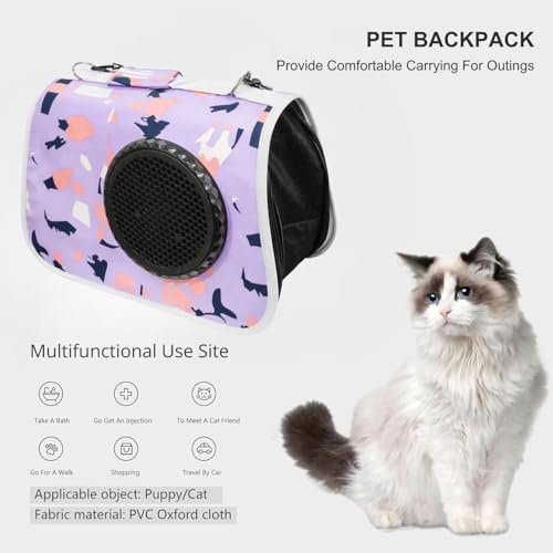 Image of Cat Backpack Carrier Expandable Pet Carrier Backpack for Small Medium Cats Fit Up to 18 Lbs, Foldable Puppy Backpack Carrier for Travel, Hiking (Purple new, 20Lx27Hx38W)