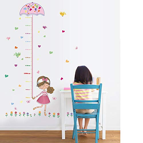 Image of Kids Height Chart Wall Sticker | Adorable Girls Growth Chart for Nursery Bedroom Playroom Classroom | Height Measuring Scale | Easy Peel & Stick | Full Set: 70x50 cm Total Coverage: 145x75 cm