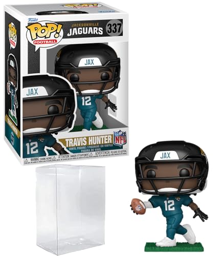 Travis Hunter #337 Funko POP! Football Jacksonville Jaguars Figurine Bundle with HOFSM Protector Case
