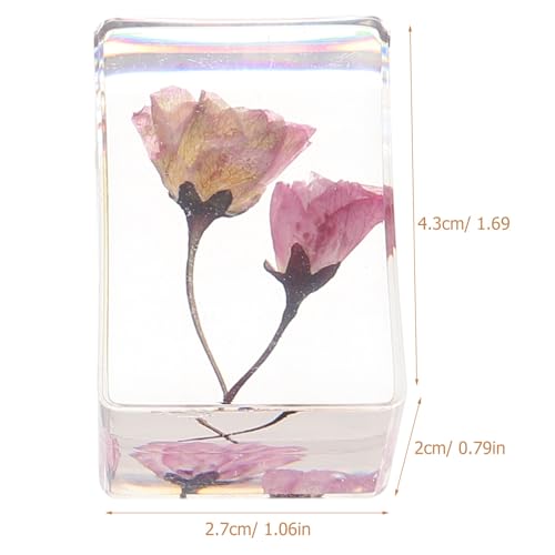 Presse-papiers résine ambre fleurs séchées objet de collection unique - 2