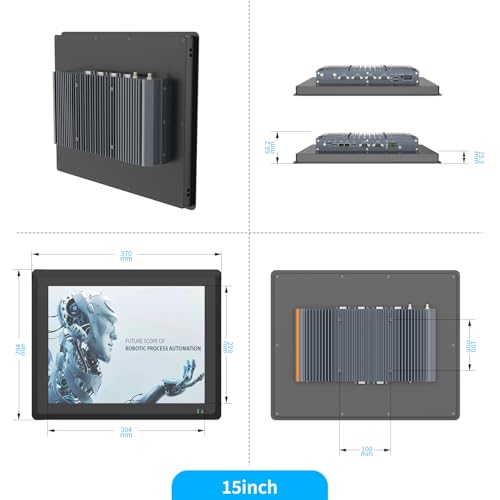 Image of 15 inch Industrial Fanless Panel PC, IP65 Windows 11 Touch Screen Panel Computer, Power-on Auto-Start, VESA Mount, 2xLAN, HDMI, 6xUSB, 2xRS485, 4xRS232, 8*GPIO (J6412 8GB+256GB)