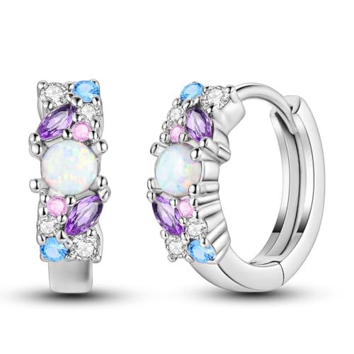 NARMO 925 Sterling Silver Hoop Earrings for Women Cubic Zirconia Huggie Hoop Earrings Butterfly Earrings Small Sliver Hoops